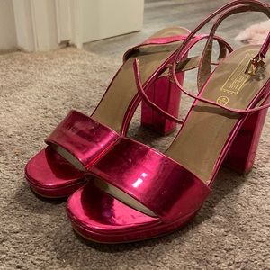 Pink metallic heels